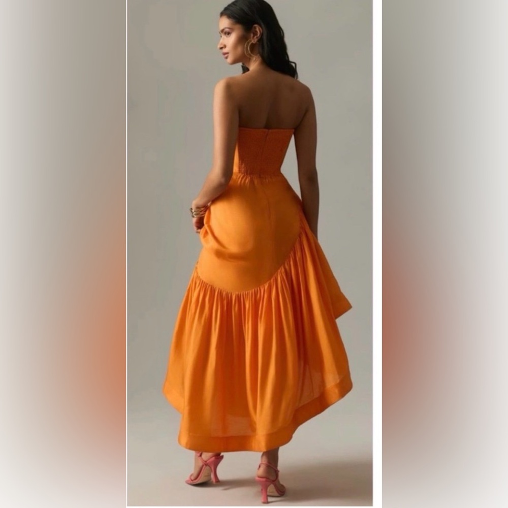 Elegant Orange Strapless Dress